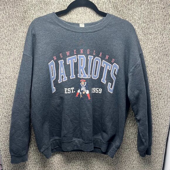 Vintage Gildan New England Patriots Football Team Sweatshirt Mens L Gray Cotton - Picture 1 of 10